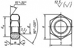 ГОСТ 10610-72 Гайки шестигранные низкие с уменьшенным размером "под ключ" с диаметром резьбы свыше 48 мм (класс точности А)